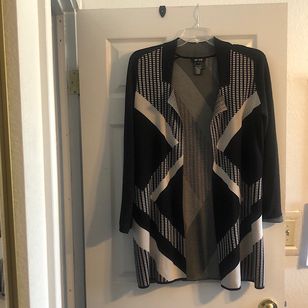 Cardigan Duster, black and cream